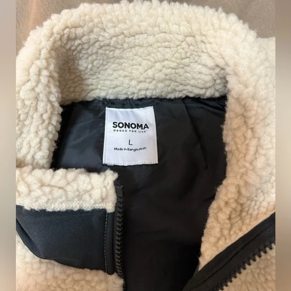 NWT Sonoma Sherpa Cream Jacket Full Zip in Large - Picture 8 of 9